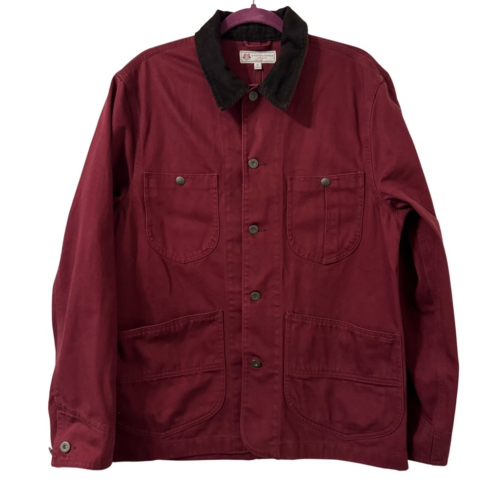 Wallace & Barnes Corduroy‎ Collar Chore Jacket Mens M Burgundy Workwear Utility